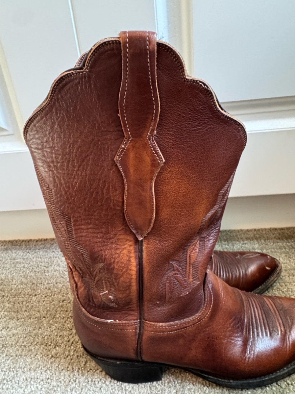 Luxury Women’s Brown Leather Cowboy Boots - Lucchese 2000 - Picture 2 of 7